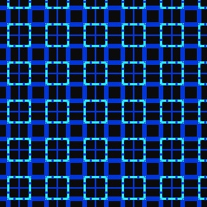 Blue, Black and Cyan Tile Pattern