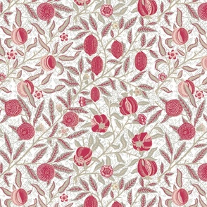 Fruit / Pomegranate - MEDIUM - historic antiqued damask by William Morris - VIVA MAGENTA PANTONE COLOR 1 adaption