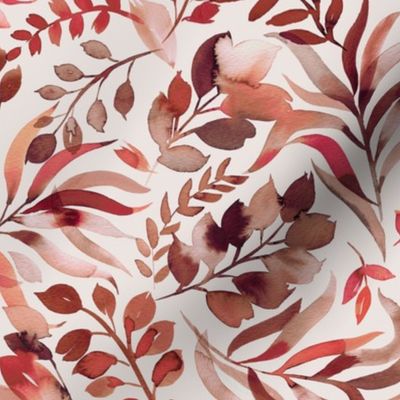 Botanical leaves watercolor - Red Crimson Burgundy - Small - Autumn fall botanical