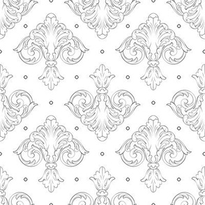 Black and white damask luxurious ornament