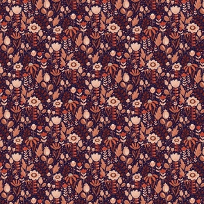 Boho Floral Nude and Navy Background Small