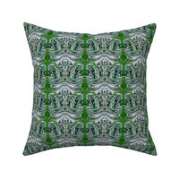 LNBT5 - Warrior's Stance Otherworldly Botanical in Green and Gray - 4 inch repeat