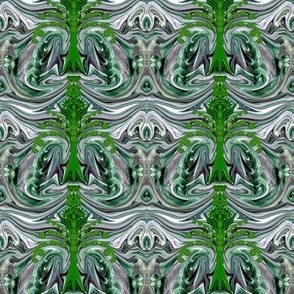 LNBT5 - Warrior's Stance Otherworldly Botanical in Green and Gray - 4 inch repeat