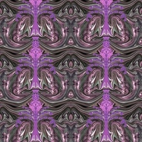 LNBT6 - Warrior's Stance Otherworldly Botanical in Purple and Malachite - 4 inch repeat