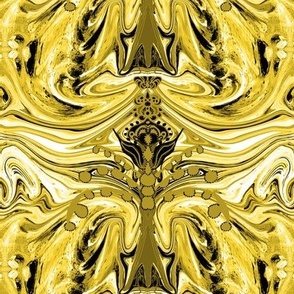 LNBT9 - Warrrior's Stance  Otherworldly Botanical in Gold - Fabric Repeat 8 inches - Wallpaper Repeat 6 inches