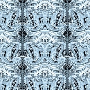 LNBT13 - Warrior's Stance Otherworldly Botanical in Gray, White and Pastel Blue - 4 inch repeat
