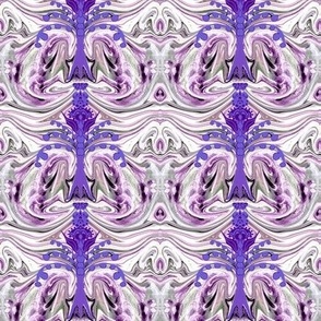LNBT3 - Warrior's Stance Otherworldly Botanical in Purple and Gray - 4 inch repeat