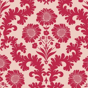 Intertwined Floral Damask in Viva Magenta
