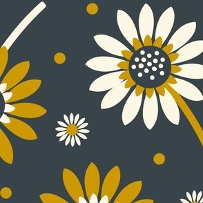 ( large ) Retro floral, daisy, sunflower