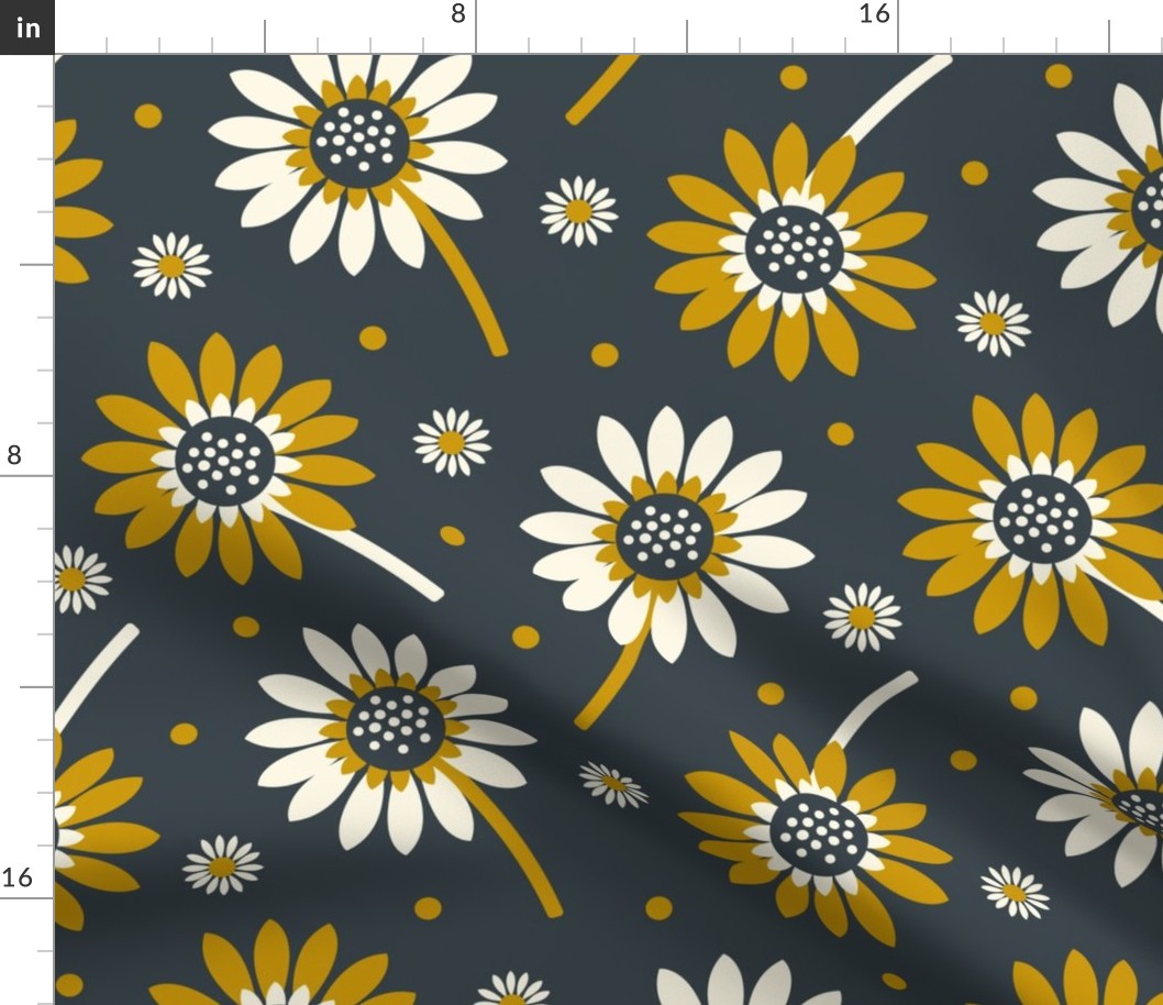 ( large ) Retro floral, daisy, sunflower