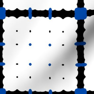 Funky stripes and dots grid - Minimal - White Black and Blue