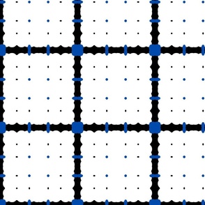 Funky stripes and dots grid - Minimal - White Black and Blue