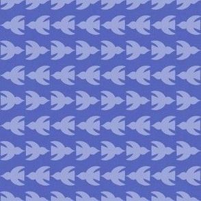 Cruising geometric birds in alternating horizontal stripes 6” repeat denim and cornflower