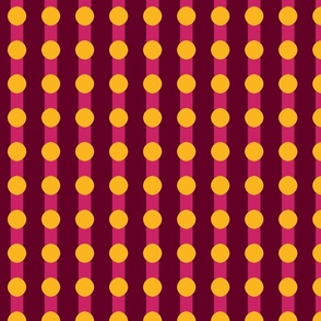 Maroon and Magenta Stripes and Yellow  Dots - 1.91 in