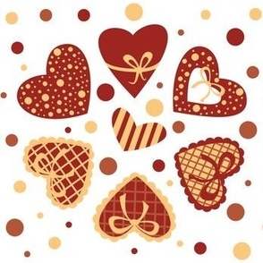 Hearts and Polka Dots in Red and Yellow Colors