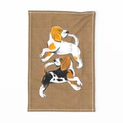 Tail Catching Beagle Pups for Tea Towel