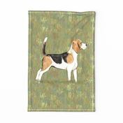 Beagle on Grassy Field for Tea Towel