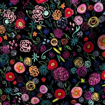  Ditsy Doodle Floral  // Black