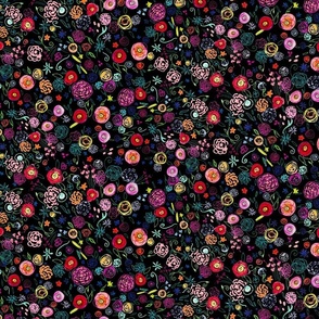  Ditsy Doodle Floral  // Black