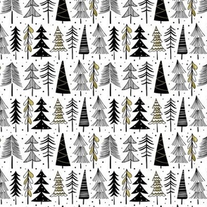 Oh' Christmas Tree - Black White and Gold Small Scale