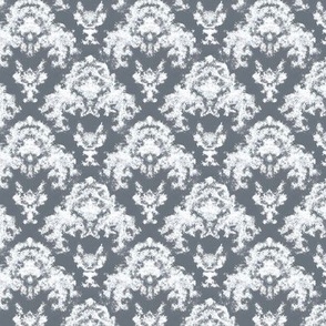 White Cloud Damask on Grey