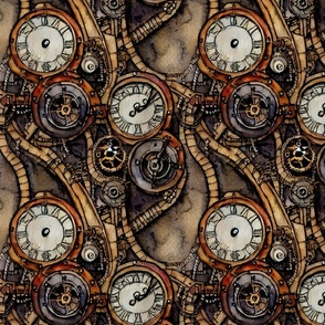 Steampunk gears and clockfaces 