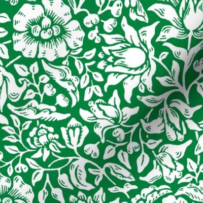  1879 "Mallow" by William Morris - Notre Dame colors -White on Irish Green