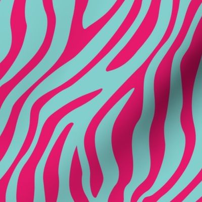 1404 large - Zebra Stripes - Aqua and Hot Pink