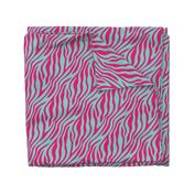 1404 large - Zebra Stripes - Aqua and Hot Pink