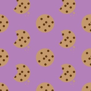 Chocolate Chip Cookies and Bites Crumbs Light Purple