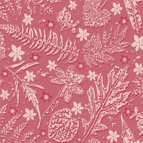 viva magenta leaf prints