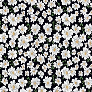 Hand drawn white field of flowers
