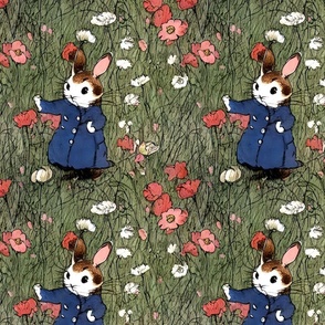 Rabbits in a Field of Flowers