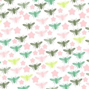 Blush pink and jade bees