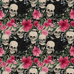 Gothic Flowers and Skulls