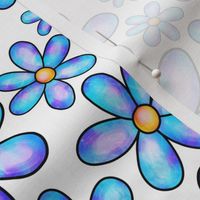 Floral Watercolor Blossom Design Yellow  Blue 