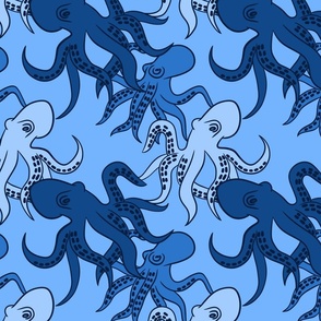 Octopus - Blue Nautical Marine Pattern