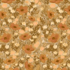 Wonderful floral in neutral brown