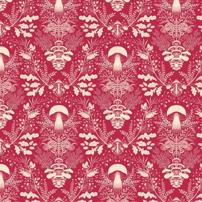 Mushroom Forest Damask Viva Magenta