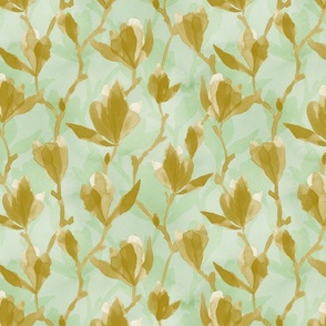 Magnolia - Olive on Green (Medium Scale)