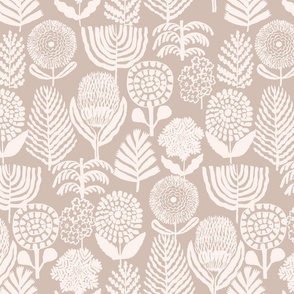 Retro Bold Leaves and Florals_Beige and Ivory_Regular scale