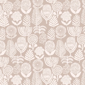 Small_Retro Bold Leaves and Florals_Beige and Ivory