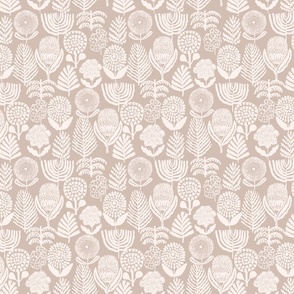 Mini Micro Retro Bold Leaves and Florals_Beige and Ivory