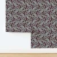 Verdigris Grapevine Ripe Curls on Chocolate Brown / Large scale