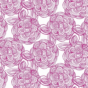 Block Print Camillias_Fuchsia_Medium