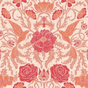 floral victorian in peach and coral