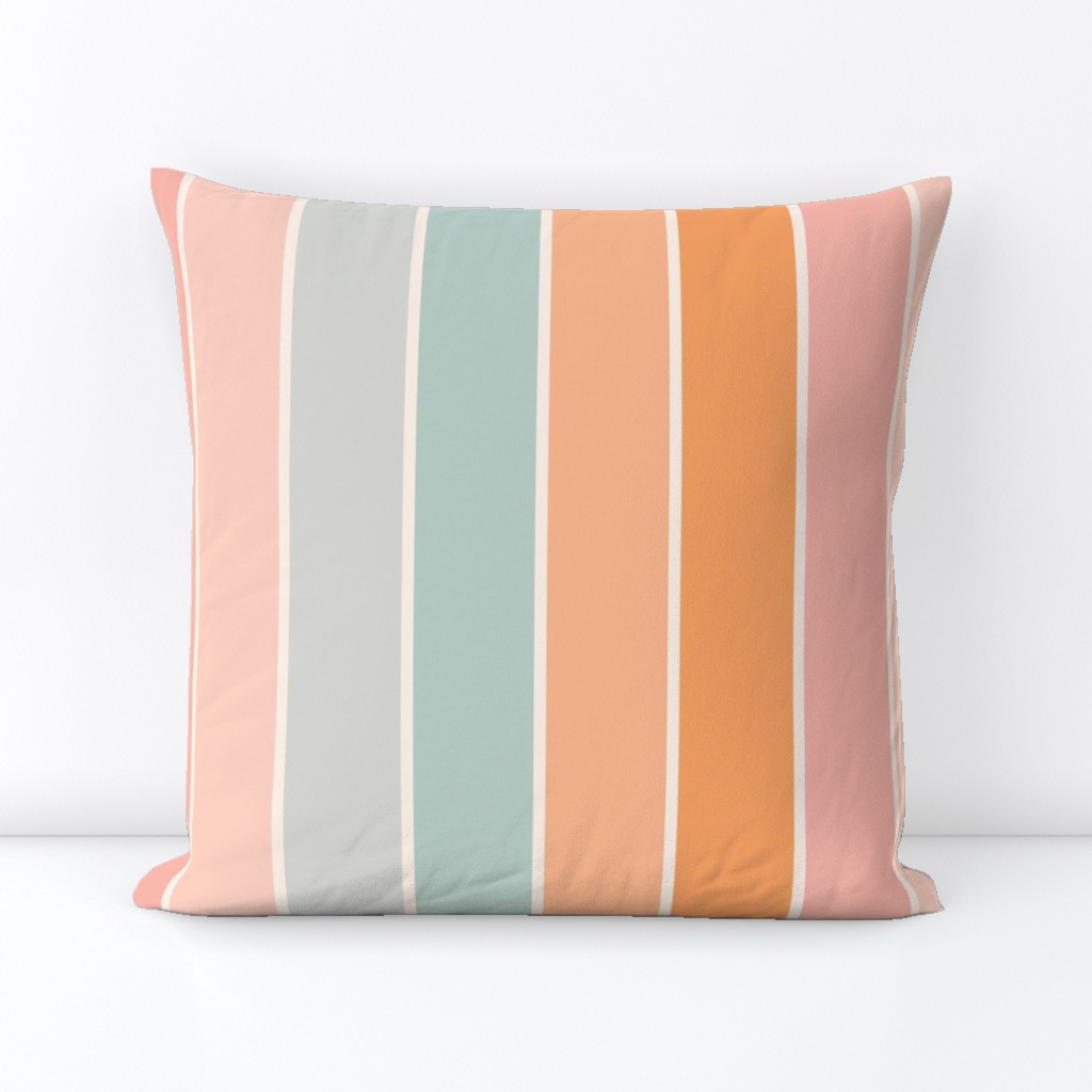 Boho Stripes 16x16 | Striped Pink, Peachy And Baby Blue