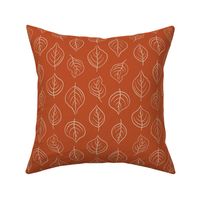 Line Art Leaves in Tan and Rust - Autumn pattern for interiors and apparel