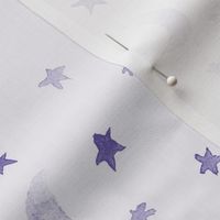 Amethyst night dreams - watercolor moons and stars - night sky for babies nursery b090-9