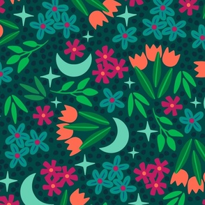 Witchy Florals in Bright Watermelon (big)